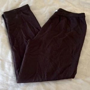 Vintage brown knit sweater pants M acrylic wool blend pull on taper leg soft